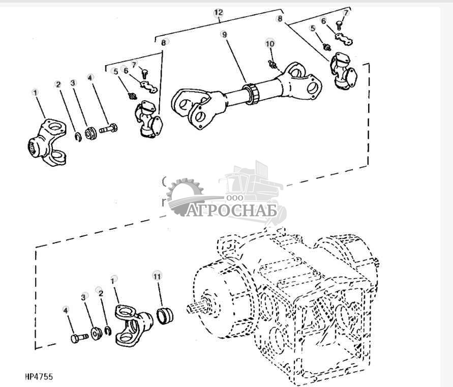 Final Drive Shafts (Sidehill) (Right-Hand Side Illustrated) 